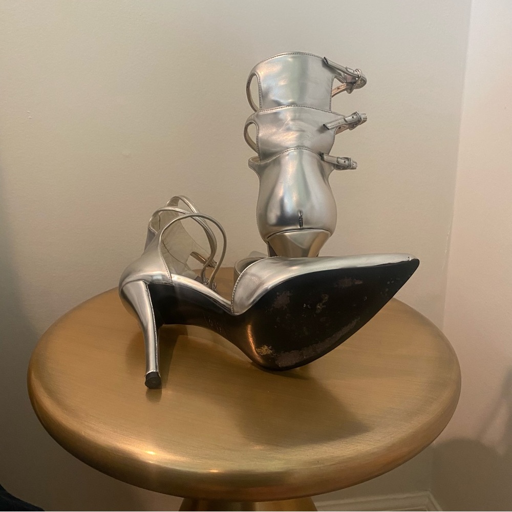 Stuart Weitzman Silver Pointy Toe Multi Ankle Str… - image 6